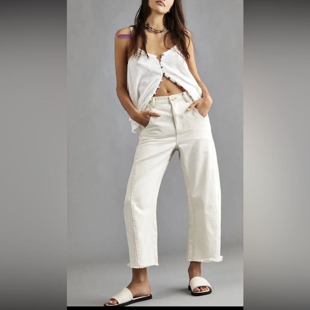 Free People EXTREME BARREL JEANS IVORY